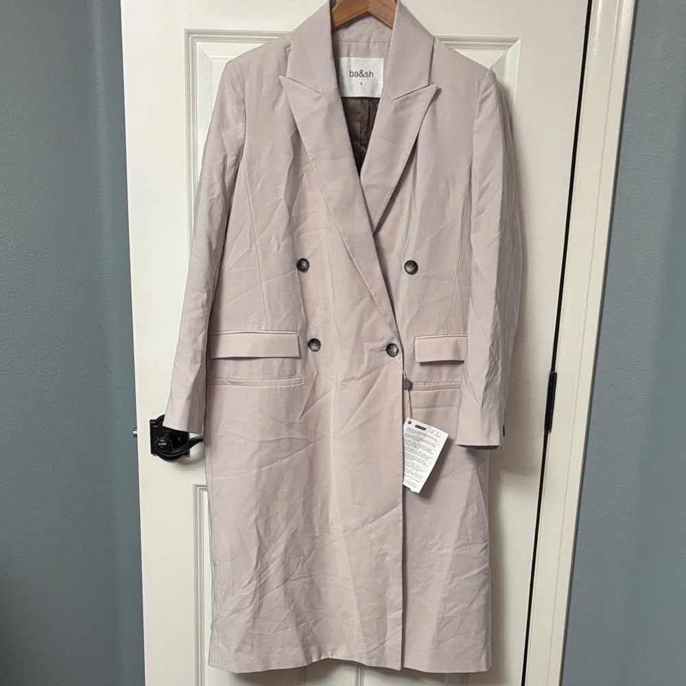 NWT [$495] Ba&sh Women's cream Double-Breasted Trench Coat. Manteau Stan. 2 - Picture 4 of 14